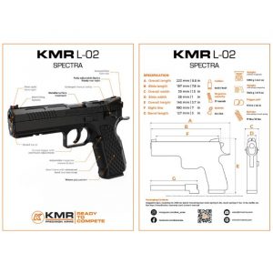 Spec sheet for KMR L-02 UMBRA OR SR pistol sold by Davinci Machining